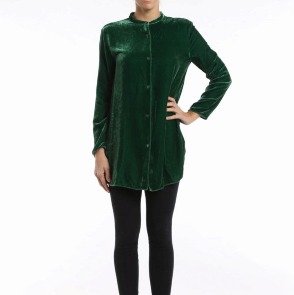 Eileen Fisher Green Velvet Tunic L